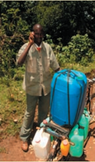 A local marketer of milk ferrying milk to Babati